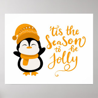 Poster C'Est La Saison D'Être Jolly, Pingouin Noël