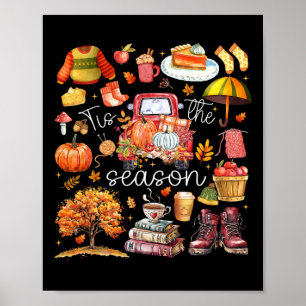 Poster C'est la saison Feuilles de citrouille Automne 1