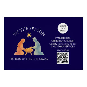 Poster C'EST LA SAISON Logo QR Services Église de Noël
