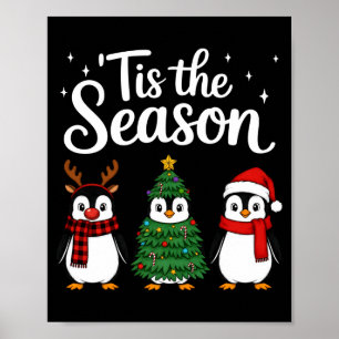 Poster C'est la saison pingouin Noël Père Noël manches lo