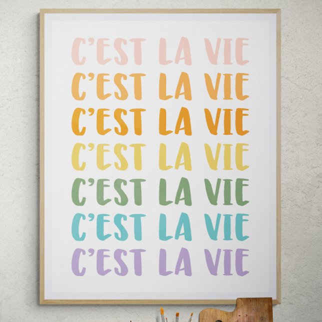 Poster C'est La Vie | Discours français | Pastel Rainbow  (Créateur téléchargé)