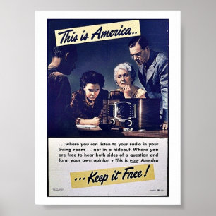 Poster C'Est L'Amérique Qui La Garde Libre !