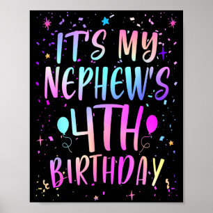 Poster C'est l'anniversaire de mon neveu 4 ans Coloré Joy