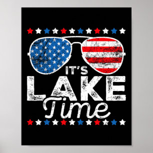 Poster C'est le temps du lac Drapeau américain patriotiqu