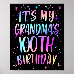 Poster C'est les 100 ans de ma grand-mère Coloré Joyeux 1