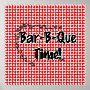 Poster C'est l'heure du barbecue ! Tissu de table À damie