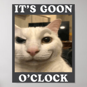 Poster C'est l'heure fou du chat drôle 