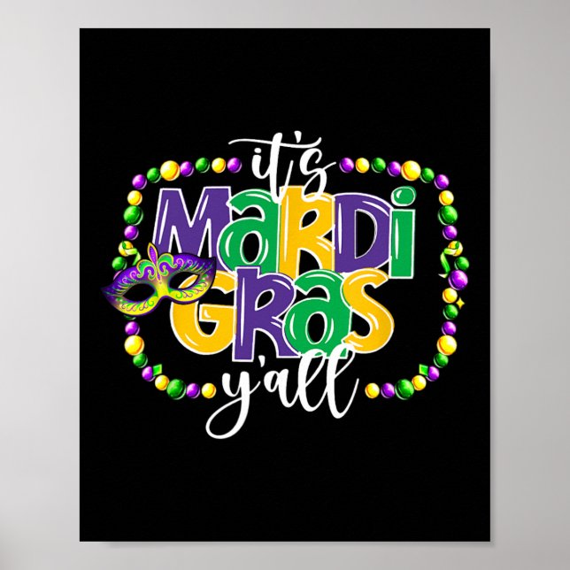 Poster C'est Mardi Gras Yall Funny Ados Garçons Mardi G (Devant)