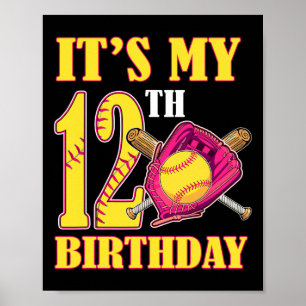 Poster C'est mon 12e anniversaire fille thème softll 12 a