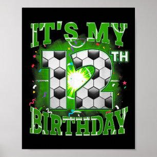 Poster C'Est Mon 12e Anniversaire Garçons Football 12 Ans