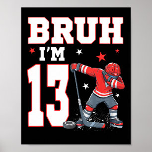 Poster C'est mon 13e anniversaire garçon hockey sur glace