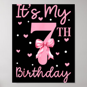 Poster C'est mon 7ème anniversaire fille coquette bow 7 a