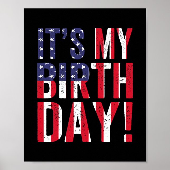 Poster C'est mon anniversaire Drapeau américain Cadeau d' (Devant)