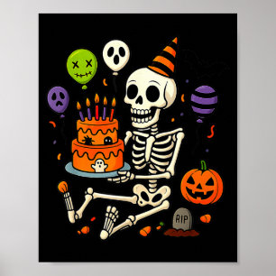 Poster C'est mon anniversaire squelette Joyeux Halloween