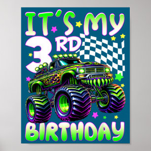 Poster C'est mon camion monstre garçon 3ème anniversaire 