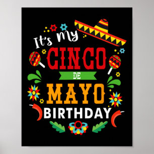Poster C'Est Mon Cinco De Mayo Anniversaire Drôle Anniver