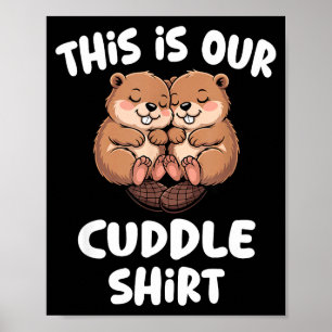 Poster C'est notre maillot câlin Couple de castors mignon