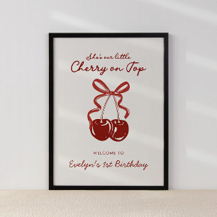 Poster C'est notre petite cerise sur le gâteau pour les 1
