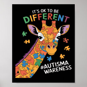 Poster C'Est Ok D'Être Un Peu Différent Autisme De Giraff