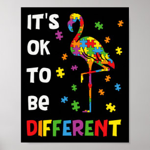 Poster C'est Ok Pour Être Différent Flamant Rose Sensibil