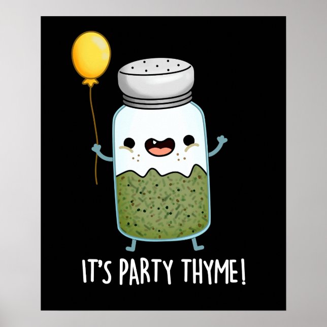 Poster C'est Party Thyme Funny Herb Pun Dark BG (Devant)
