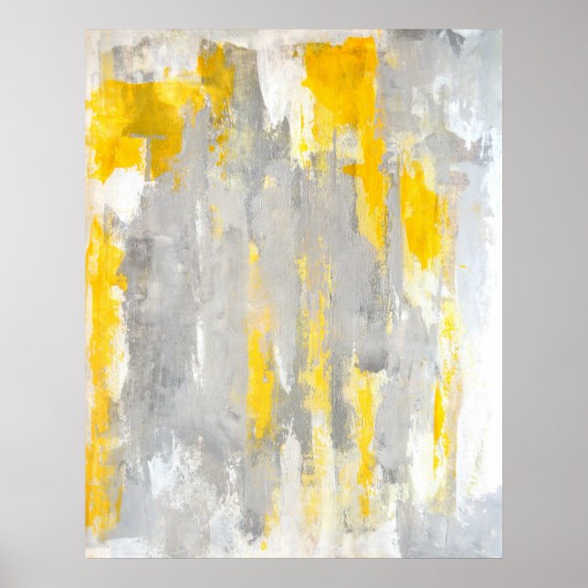 Poster 'C'est Random' Gris et Jaune Art Abstrait (Devant)