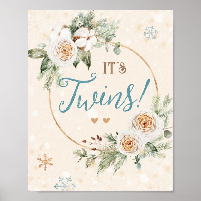 Poster C'est Twins Baby shower d'hiver Sprinkle Snowflake (Devant)