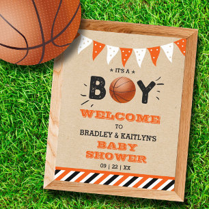 Poster C'est un garçon ! Basketball Baby shower à thème B