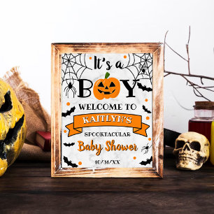 Poster "C'est un garçon" Citrouille Baby shower d'Hallowe