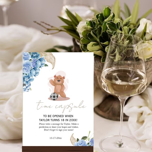 Poster C'est un garçon ours mignon bleu baby shower temps (Créateur téléchargé)