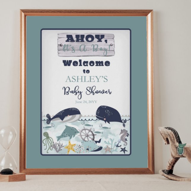 Poster C'est un garçon sous le Baby shower marin (Créateur téléchargé)