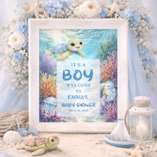 Poster C'est un garçon Tortue de mer Baby Shower Bienvenu