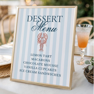Poster C'est un menu de dessert rayé de homard