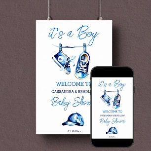 Poster C'est un signe d'accueil pour bébé bleu garçon