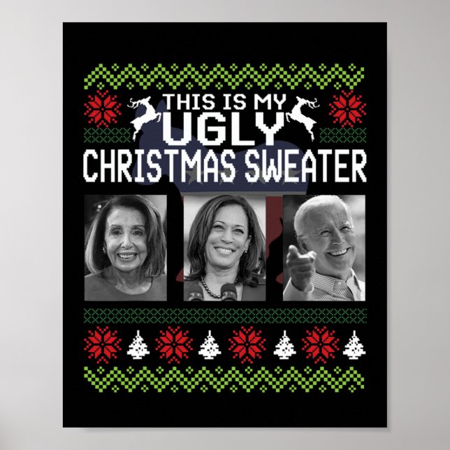 Poster C'est un vilain pull de Noël Joe Biden Harris (Devant)