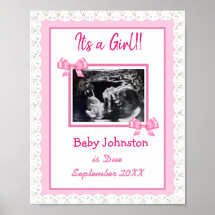 Poster C'est une fille, Grossesse Faire-part Ultrasound P