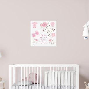 Poster C'est une fille Nouveau bébé statistiques de naiss