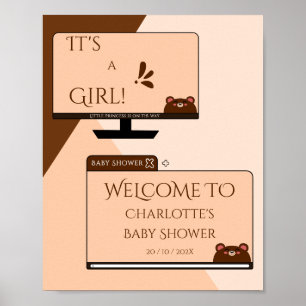 Poster C'est une fille ! Ours mignon Écran d'ordinateur B