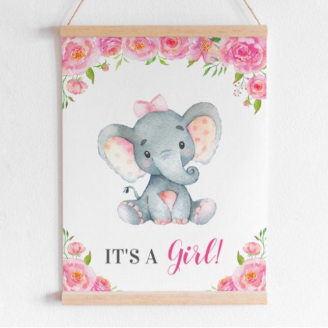 Poster C'est une fille rose Elephant Girl Douche Sprinkle (Créateur téléchargé)