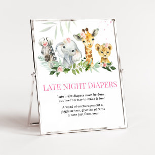 Poster C'est une fille Safari Animaux Late Night Diapers