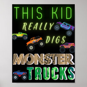 Poster Cet Enfant A Vraiment Digéré Des Camions Monster