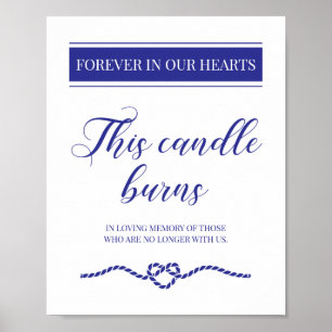 Poster Cette bougie brûle bleu Mémorial de mariage nautiq