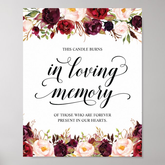 Poster Cette bougie brûle en souvenir affectueux Panneau  (Devant)