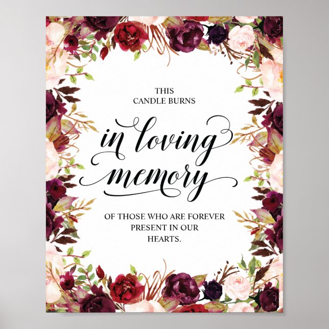 Poster Cette bougie brûle en souvenir affectueux Plaque c (Devant)
