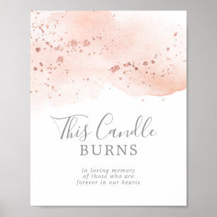 Poster Cette bougie brûle enseigne Aquarelle Or Rose