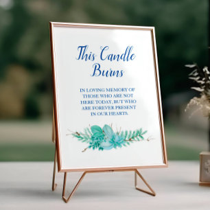Poster Cette bougie brûle le Mariage bleu vert Mémorial