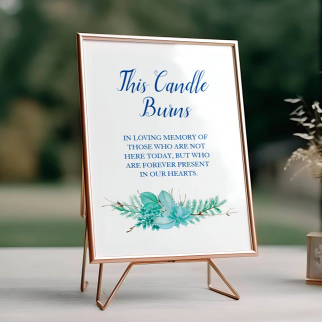 Poster Cette bougie brûle le Mariage bleu vert Mémorial (Créateur téléchargé)