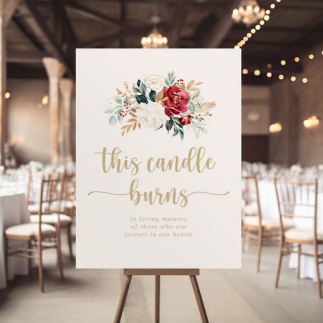 Poster Cette bougie brûle pancarte Fleurs Classiques Or (Créateur téléchargé)