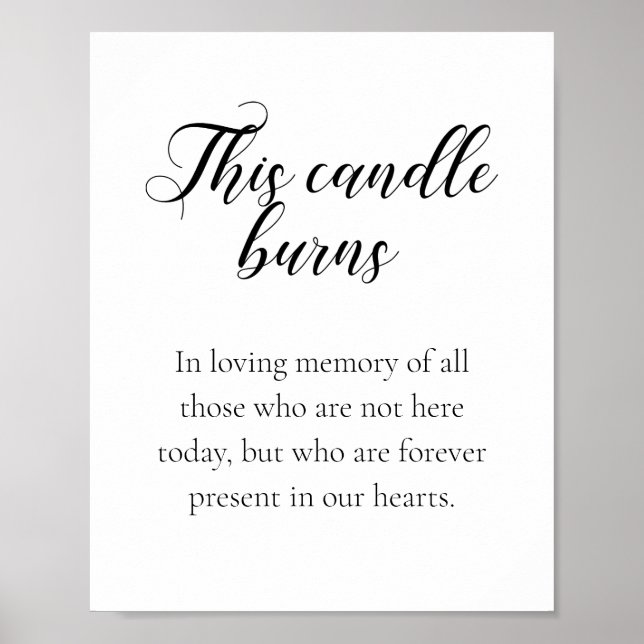 Poster Cette Bougie Brûle Pour Toujours Dans Notre Coeur  (Devant)