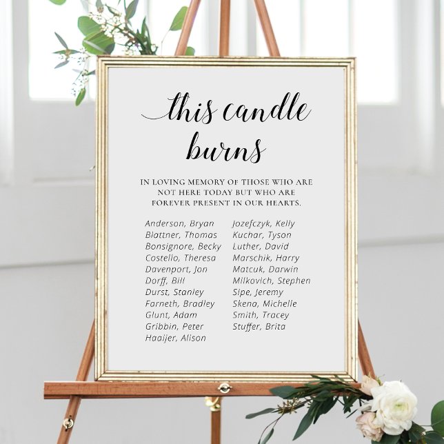 Poster Cette bougie brûle Réunion de classe mémorielle de (Créateur téléchargé)